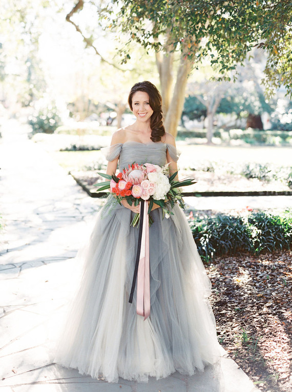 Blue grey wedding dress
