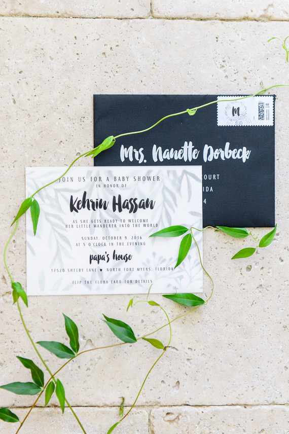 black and white baby shower invites