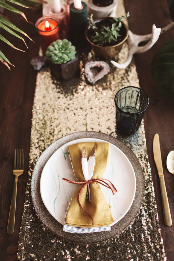 Gold sequin runner