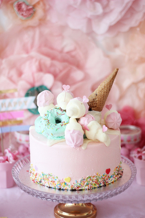pink birthday cake