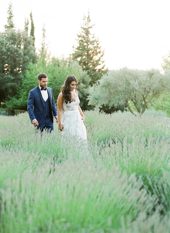 Lavander field wedding portraits