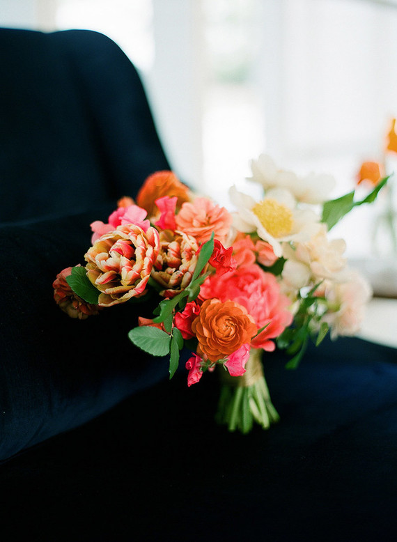 Colorful spring bridal bouquet