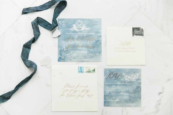 Indigo wedding invitation suite