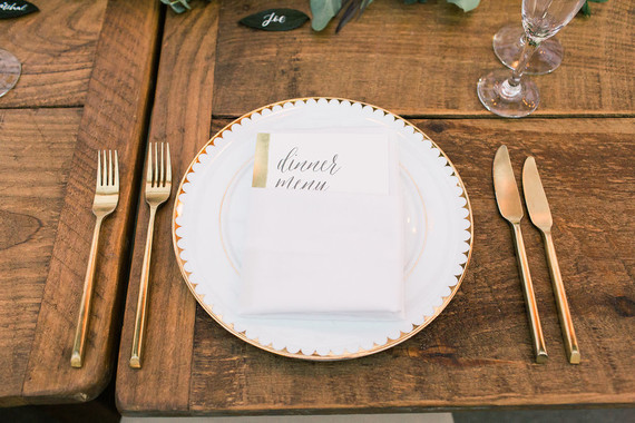 Romantic gold place setting