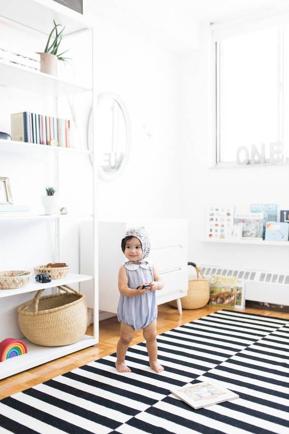Modern wood and white nursery