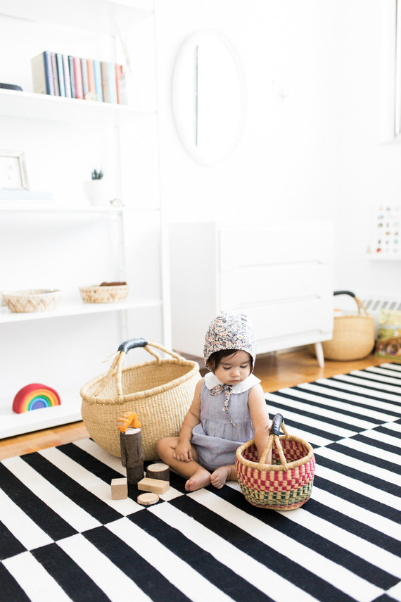Modern wood and white nursery