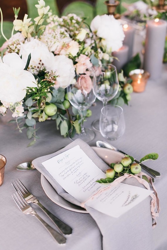 Grey and gold place setting