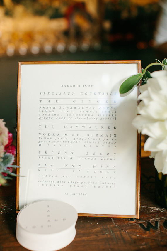 Cocktail menu