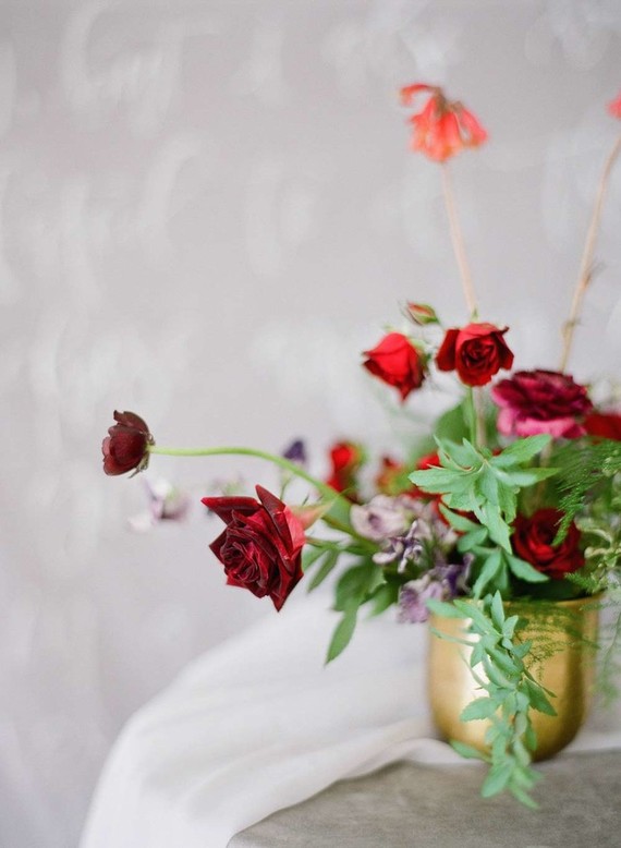 Deep red wedding flowers
