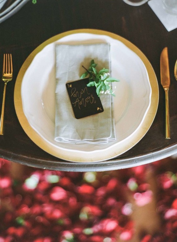 Gold winter place setting