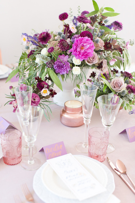 Pink and purple tablescape