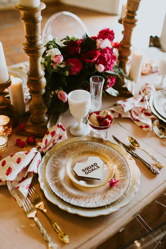 Galentine's Day place setting