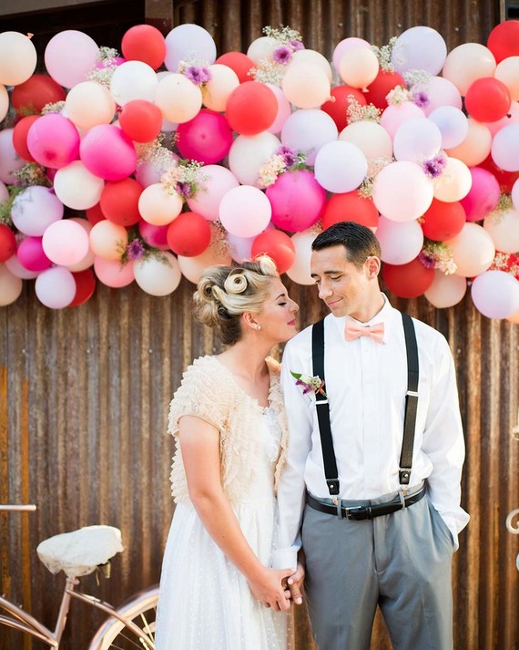 50s inspired bride and groom