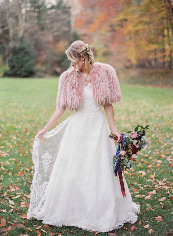 Pink bridal shawl