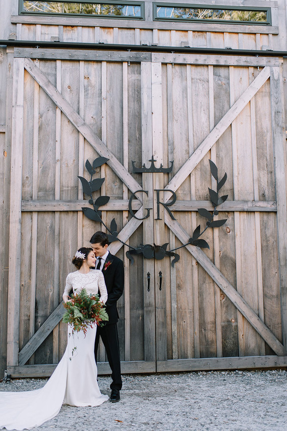 Modern barn winter wedding inspiration