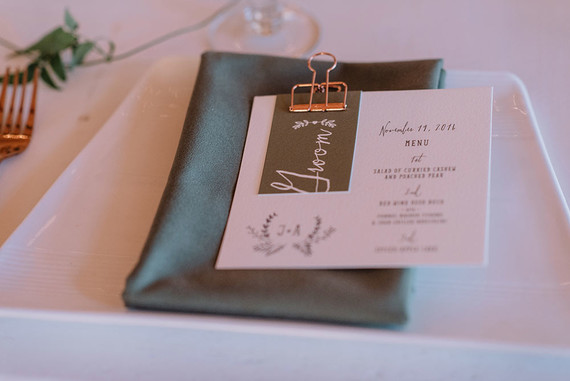 Modern wedding menu