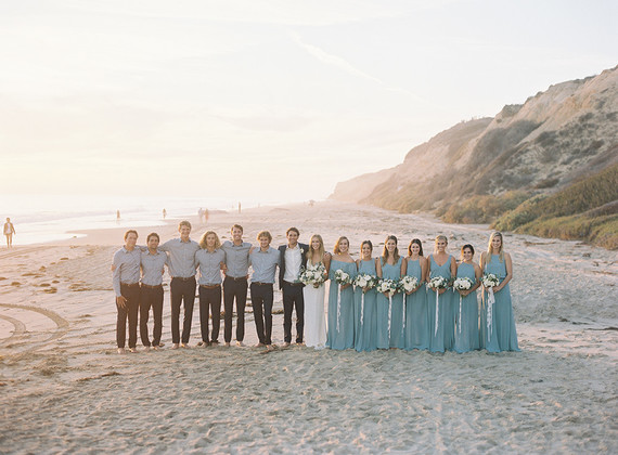 Beach wedding party