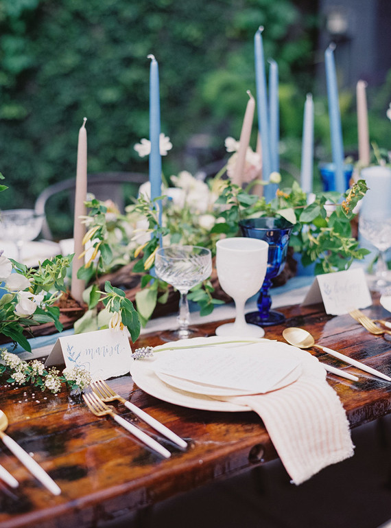 Blue spring tablescape