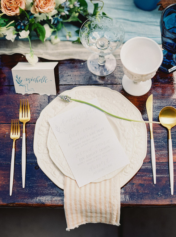 Cream and gold place setting