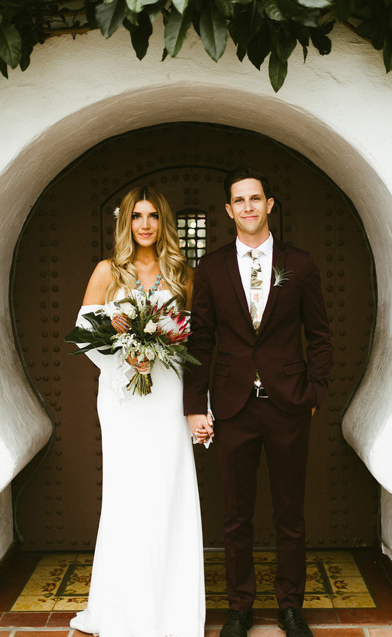 Bohemian bride and groom