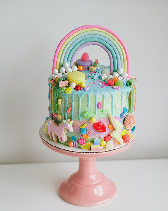 rainbow messy birthday cake Inspiration