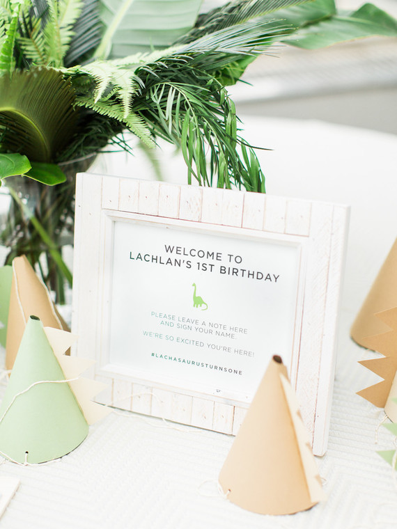 Modern dinosaur 1st birthday party