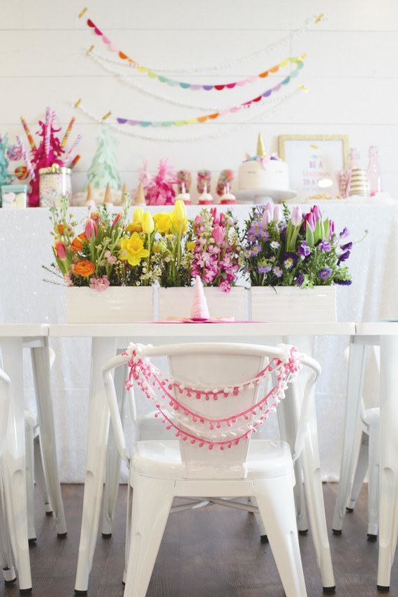 Spring floral unicorn birthday party Inspiration
