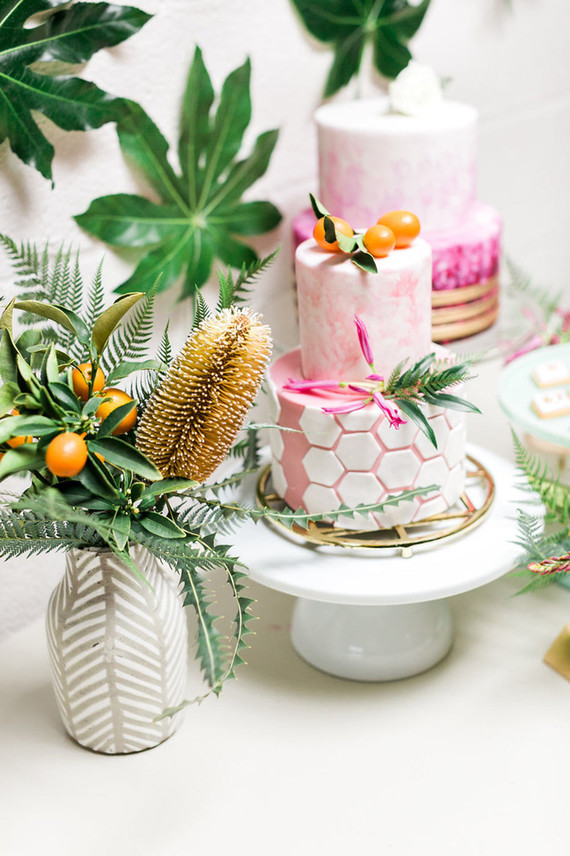 Pink wedding cake