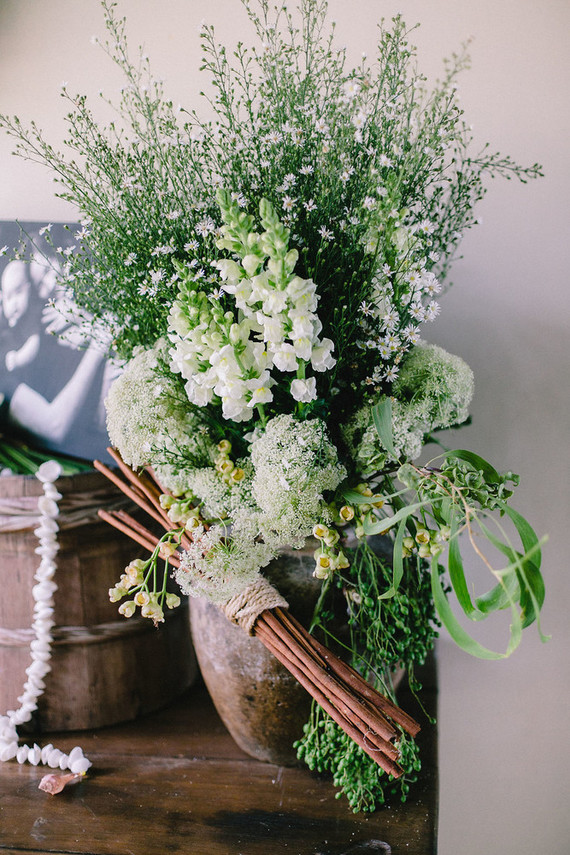 Green and white flowers