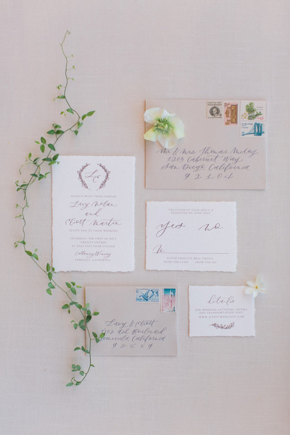 Romantic wedding invitations