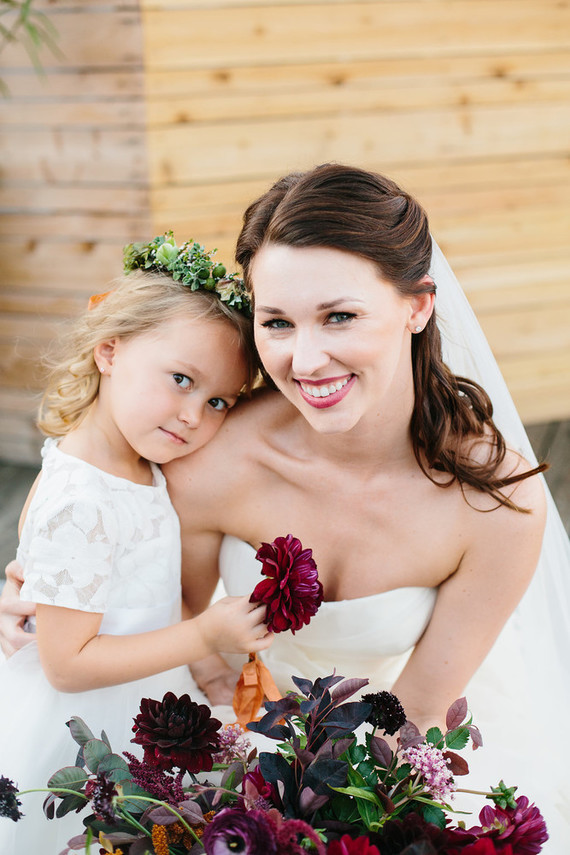 Bride and flower girl