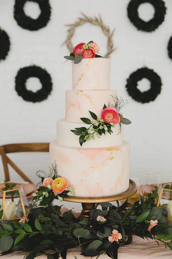 Peach wedding cake
