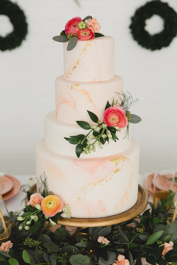 Peach wedding cake