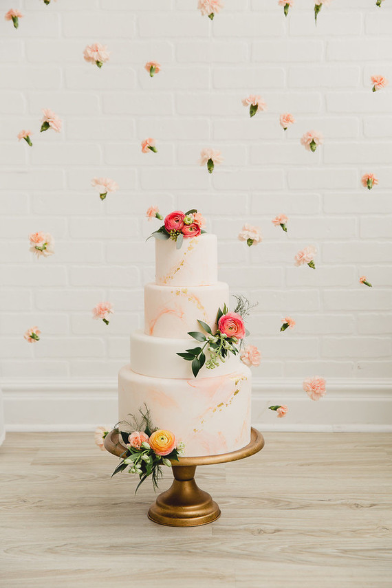 Peach wedding cake