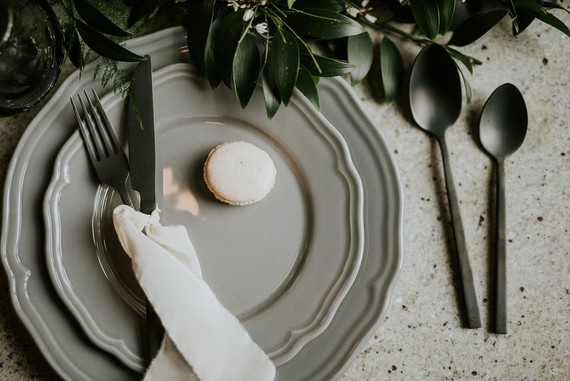 Gray table setting