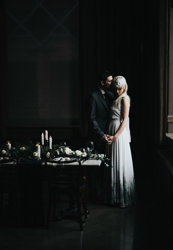 Moody wedding portrait