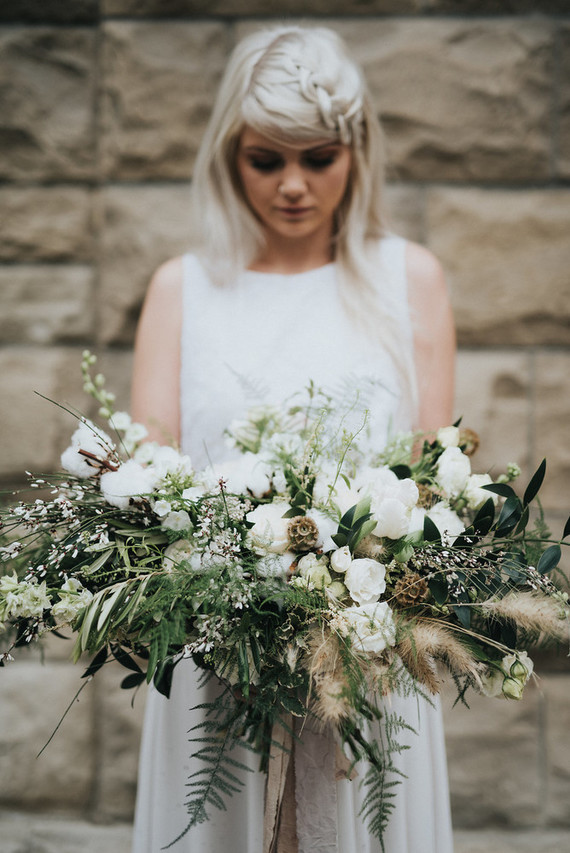Green and white bridal bouquet