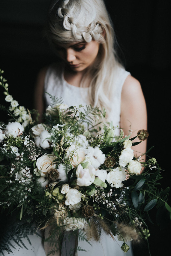 Green and white bridal bouquet