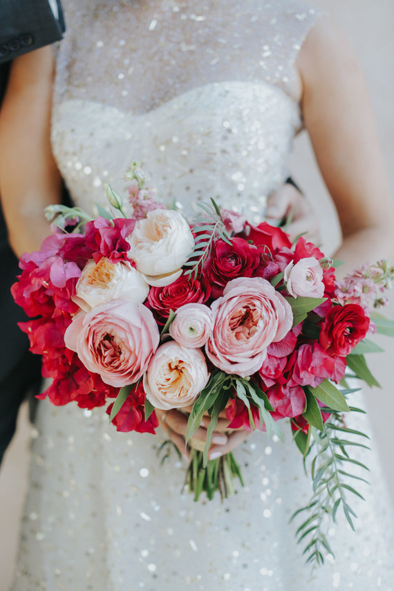 Modern pink bridal bouquet