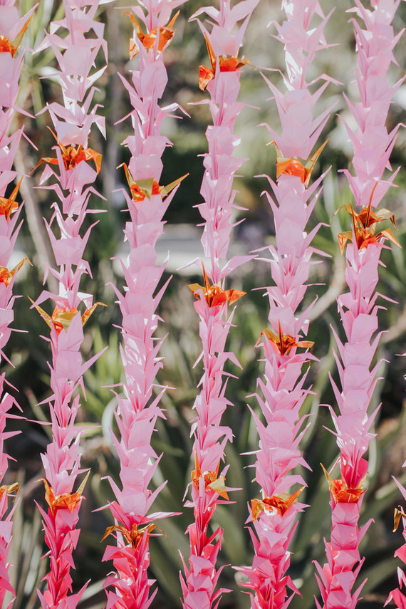 Pink origami backdrop