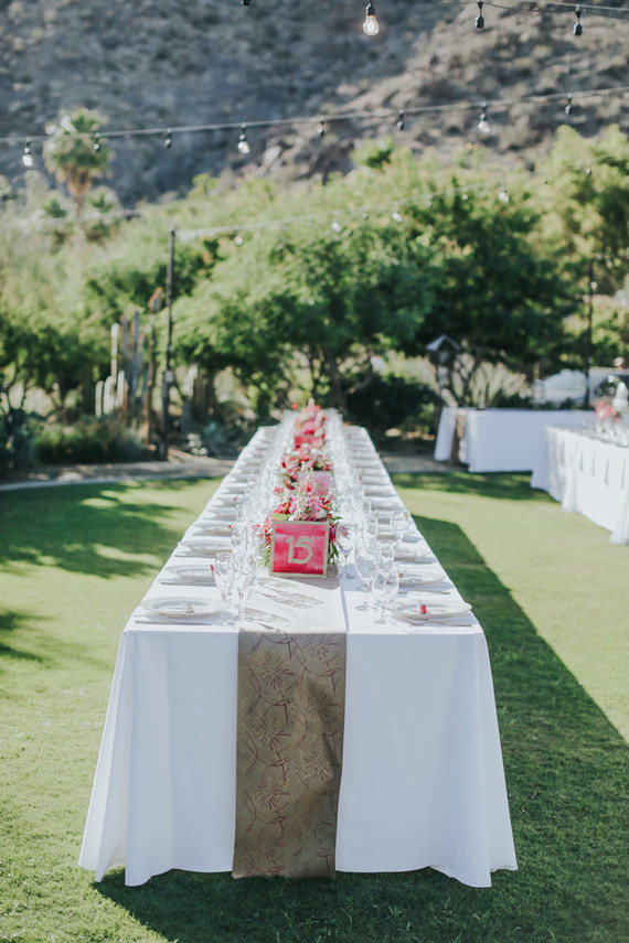 Pink and white tablescape