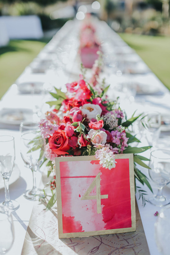 Gold and pink table number