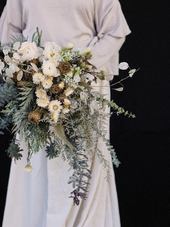 Green and bridal bouquet