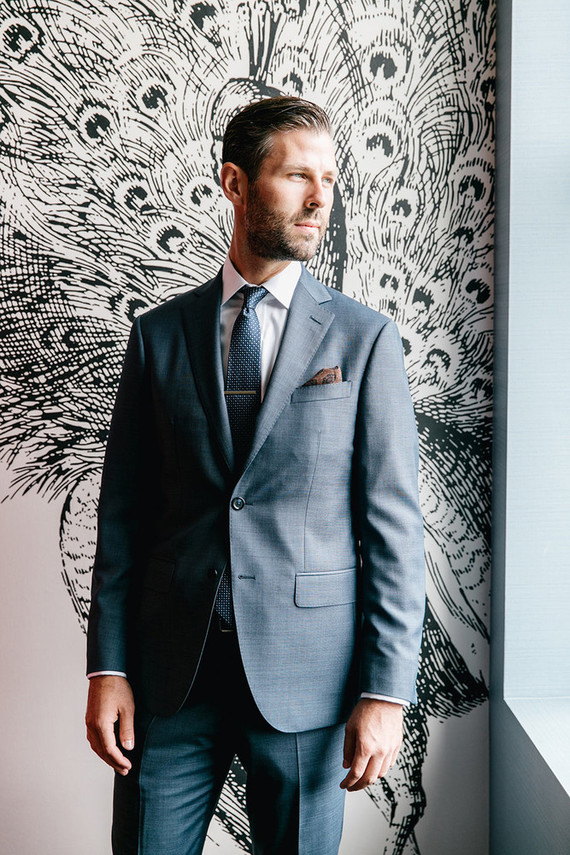 Gray groom's suit