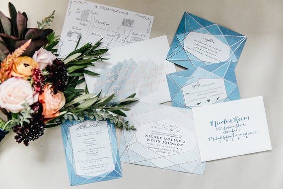 Blue wedding invitations