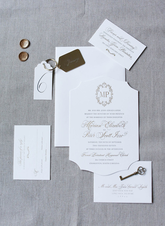 Gold wedding invitations