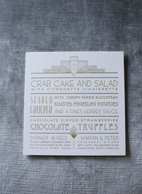 Modern gold menu