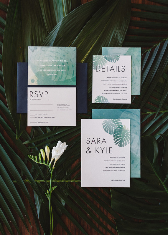Modern tropical invitations Inspiration
