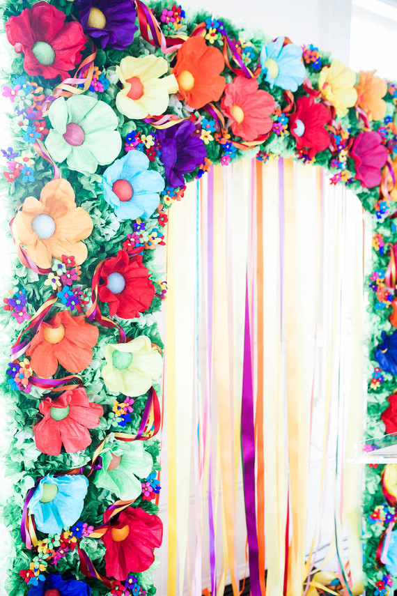 Paper flower ceremony backdrop