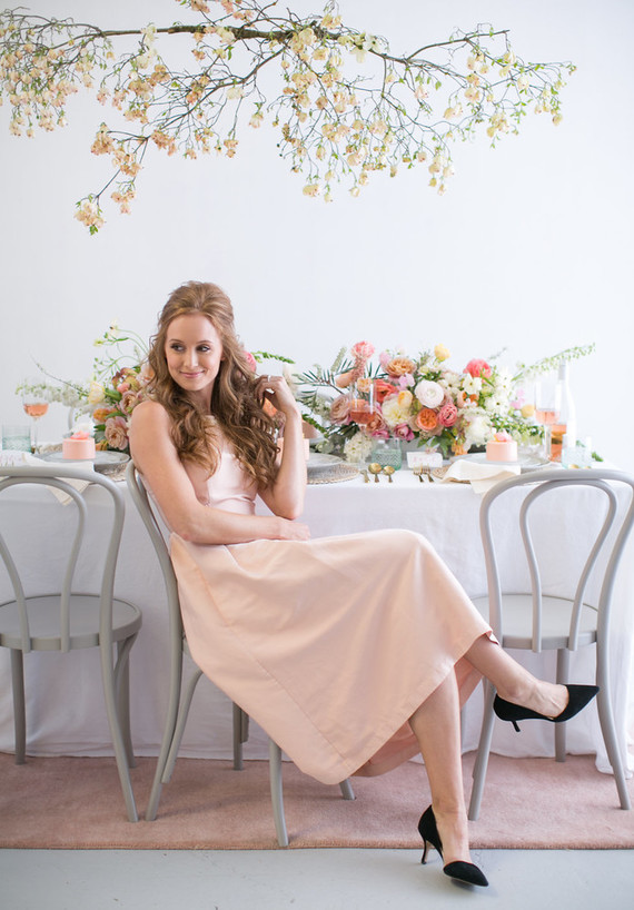 blush dress for bridal shower